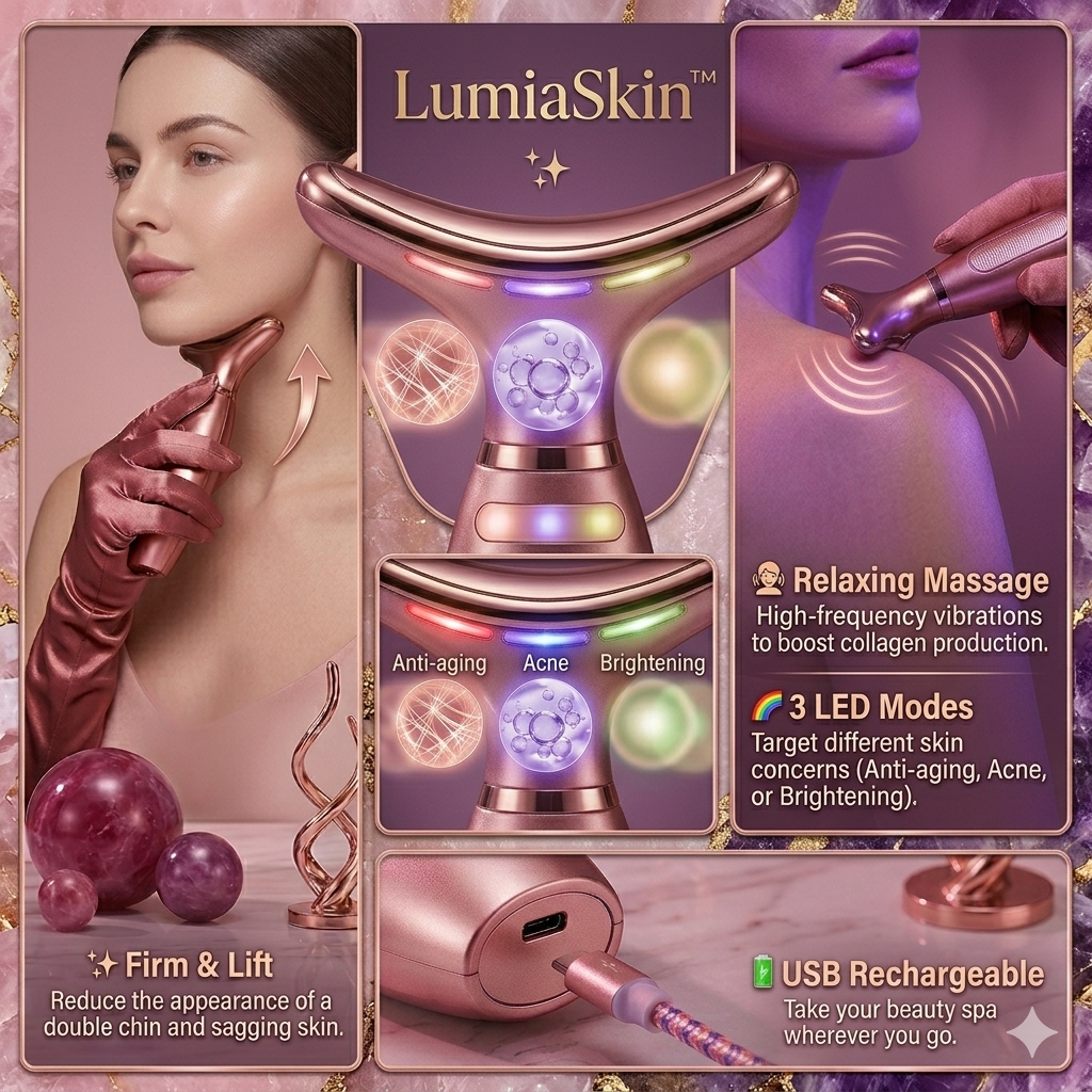 LumiaSkin™ - 3-in-1 LED Facial & Neck Massager.